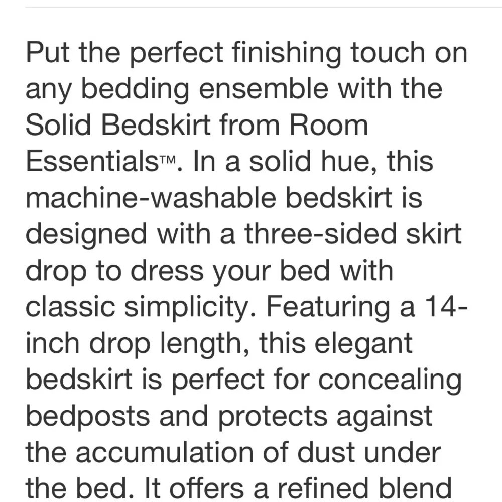 Essentials Gray Bed Skirt Twin Cotton Blend new 14” drop 39” x 75”